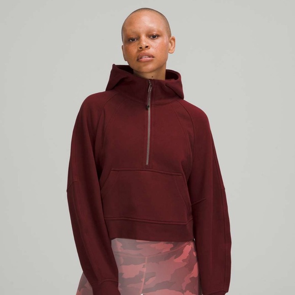 Scuba Oversized Funnel-Neck Half Zip RED MERLOT - Picture 1 of 2